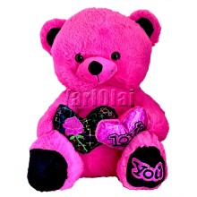Pink Teddy With Double Heart -30CM